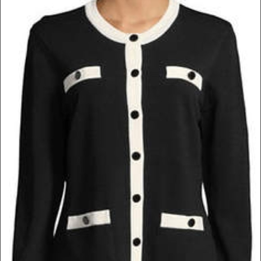 Karl Lagerfeld Chanel Tipped Cardigan Long Slv M